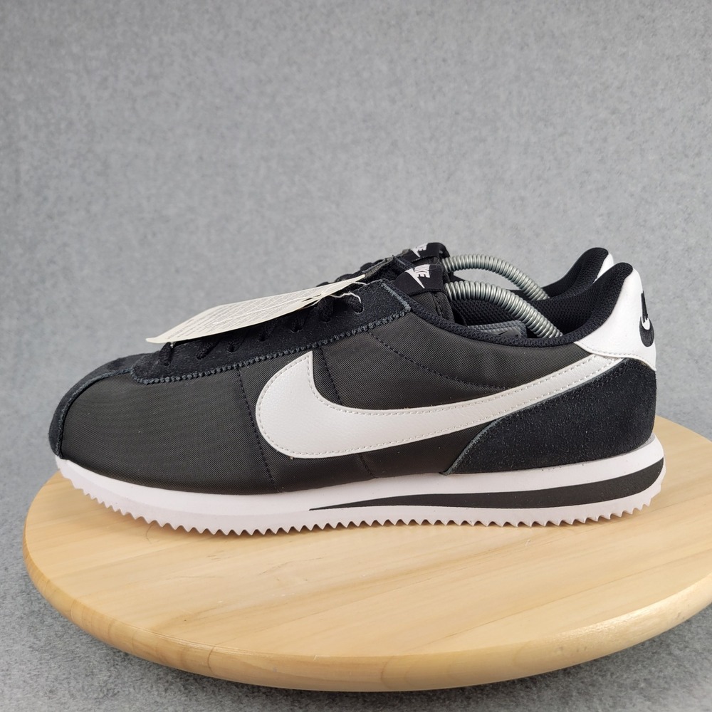 Nike Cortez Sneakers Women 13.5 Black White‎ Nylon Suede Retro Low Top